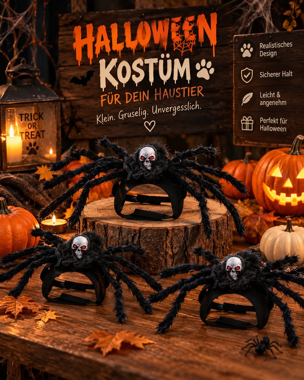 Halloween Spinnen-Kostüm für Hunde & Katzen